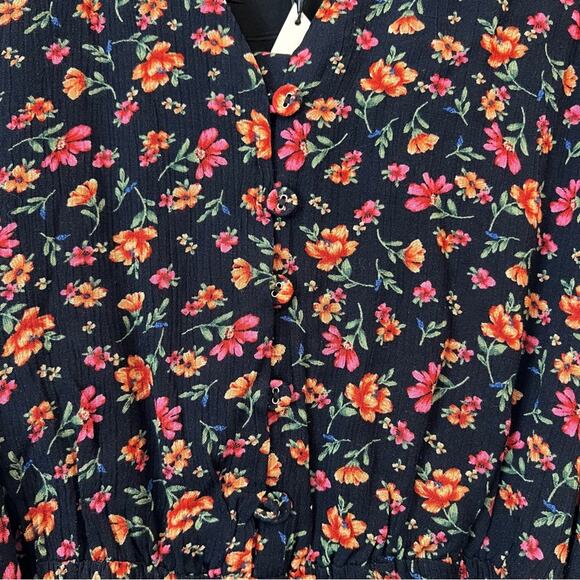 Lost + Wander Party Til Dawn Floral Romper ruffle hem black pink yellow - Picture 13 of 13